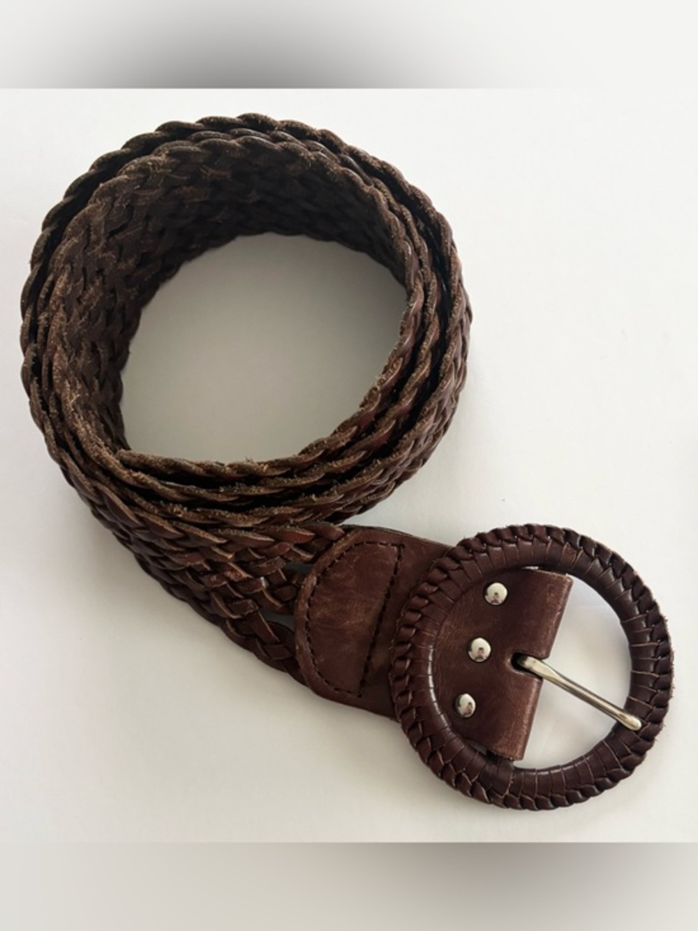 Vintage‎ American Eagle Leather Y2K Braided Statement Belt